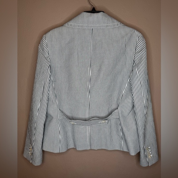 Talbots Women's Seersucker Cotton Blazer Jacket Size 14 Notch Lapel Striped - Picture 13 of 15